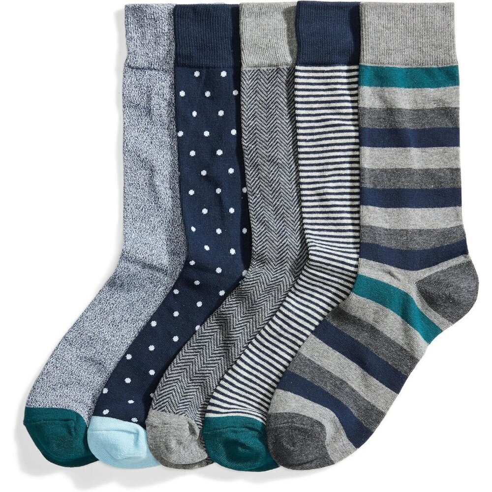Men's Green Comfortable Patterned Dress Socks 83% Cotton, 16% Nylon, 1%